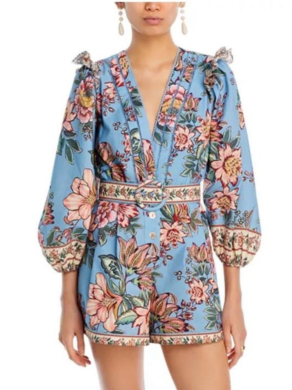 EUC FARM RIO Wonderful Bouquet Blue Romper